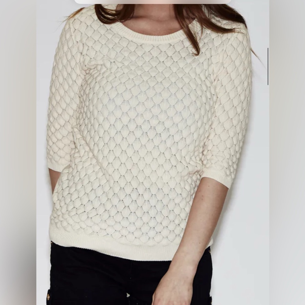 AMARA REYA Petal  Jumper , Textured Fan Stitch Petal Sweater .